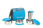 Signoraware Best Steel Lunch Box, Blue (500 ml+350 ml+200 ml) | with Steel Tumbler 370 ml
