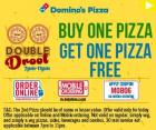 Dominos Pizza Buy 1 Get 1 Free + 20% Cashback