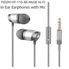 TIZUM HT-110 All-Metal Hi-Fi In Ear Earphones with Mic, Clear Sound, Sweat-Proof Comfort Fit Earbuds (Lunar Silver)