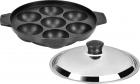 Tosaa Non Stick 7 Cavity Appam Patra with Lid, 17cm