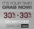 Branded Watches at 30% Off + Extra 30% Off