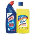 Harpic Toilet Original Cleaner, 1 L with Lizol Floor Cleaner, 975ml (Citrus)