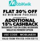 Flat 30% + 15% cashback using mobikwik wallet