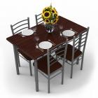 Forzza Leo Four Seater Dining Table Set (Dark Walnut)