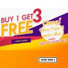 Buy 1 Get 3 Free + Extra Rs.500 Off On Rs.999 + Extra 25% Off  On Clothing,Watches & Accessories