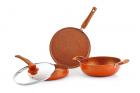 Nirlon Ultimate 4-Piece Aluminium Non Stick Induction Cookware Gift Set with Glass Lid, Copper