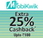 MobiKwik Offer - Extra 25% Cashback up to Rs.100