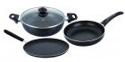 Bajaj Duo Non-Stick Cookware Set, 4 Pieces, Black