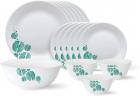 Larah by Borosil - Tiara Series, Woodstock, 19 Pcs, Opalware Dinner Set, White