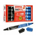 Luxor Duorite 2-in-1 Bullet Tip Whiteboard Marker - Black & Blue - Pack of 10