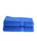 Eurospa Blue Cotton Plain Net Border Bath Towel 3 Piece Set