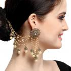 The Luxor Gold Plated American Diamond Long Chain Jhumki Earrings for Women (ER-1735)