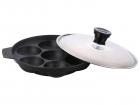 Ketsaal Non Stick Appam Maker 7 Cavity with Lid & Side Handle [Paniyarakkal/Paniyaram/Pancake/Idli Maker]