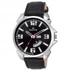 Swisstone WT95-BLACK Black Dial Black Leather Strap Day Date wrist watch
