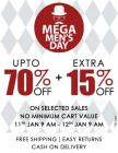 Upto 70% off + extra 15% off On selected sale