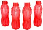 Signoraware Aqua Fresh Plastic Water Bottle, 500ml, Set of 4, Deep Red