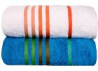 Casa Copenhagen 475 GSM 100 % Combed Cotton EXOTIC 2 Pcs Medium Bath Towel - White & Blue
