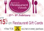 Upto 15% off on Restaurant Gift Cards + Free Rs. 200 Taxi For Sure Voucher