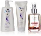 Dove Daily Shine Shampoo, 650ml and Conditioner, 180ml Combo Pack with Free Dove Elixir Nourished Shine Hair Oil, 90ml
