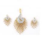 M Creation Gold Cz Peacock Pendant Set Without Chain for Women