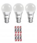 Eveready 9W (Pack of 3) 6500K 100LUMENS/W Cool Day Light LED Bulb with Free Battery