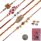 Handcrafted 5 Pc Designer Rakhi Gift For Brothers