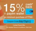 Pay via Paytm wallet and get 15% cashback