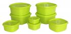 Princeware - 5708-GN Store Fresh Square Plastic Container Set, 8-Pieces, Pista Green