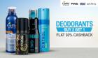 Deodorants Buy 2 Get 1 Free + Flat 30 % Cashback