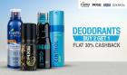 Deodorants Buy 2 Get 1 Free + Flat 30 % Cashback