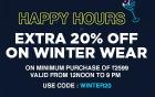 Happy Hours - Extra 20% Off on Winter Wear on Min. Order of Rs.2599