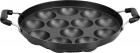 Tosaa 12 Cavity Appam Patra Side Handle without Lid, Black