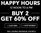 Happy Hours: Buy 2 Get 60% OFF