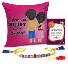 TiedRibbons Rakhi for Brother with Gift Combo Printed Cushion(12 Inch X 12 Inch) with Rakhi and Roli Chawal pack
