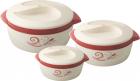 Nayasa Floriana Small Plastic Casserole Set, 3-Pieces, Maroon