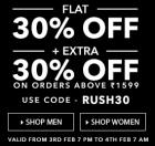 Tuesday Night Rush: Flat 30% OFF + Extra 30% OFF  on Rs. 1599 & above
