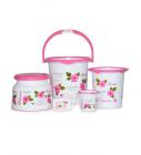 Cello Blossom Plastic Pink Small Bucket Set - Set of 5