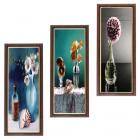 Wens Flower MDF Wall Painting (43 cm x 18 cm x 1 cm, Set of 3)