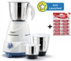 Eveready Glowy 500 W Mixer Grinder(White, Blue, 3 Jars)