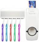 Snowpearl Toothpaste Dispenser with Plastic Toothbrush Holder  (White, Wall Mount)