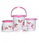 Cello Blossom Plastic Pink Bucket Set - Set of 5