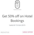 Get 50% off (upto a max. of Rs. 2250) on all hotel bookings