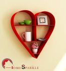 Home Sparkle Mild Steel Heart Shaped Wall Hanging Rack (Red)