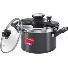 Prestige Clip On Aluminium Pressure Cooker with Glass Lid (5 Litres, 2-Pieces, Charcoal Black)