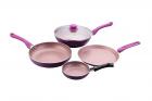Wonderchef Royal Velvet Induction Base Aluminium Cookware Set With Free Mini Frying Pan, 4-Pieces, Purple