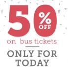 Avail 50% off upto Rs175 on all bus ticket bookings only for today