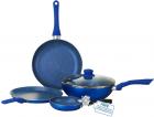 Wonderchef Royal Velvet Induction Base Aluminium Cookware Set With Free Mini Frying Pan, 4-Pieces, Blue