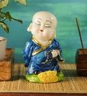 Blue Polyresin Musical Buddha Idol by Aspiration Collection