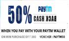 Flat 50% cashback on minimum purchase of Rs.300.