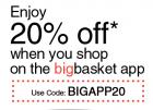Flat 20% off on Big Basket App